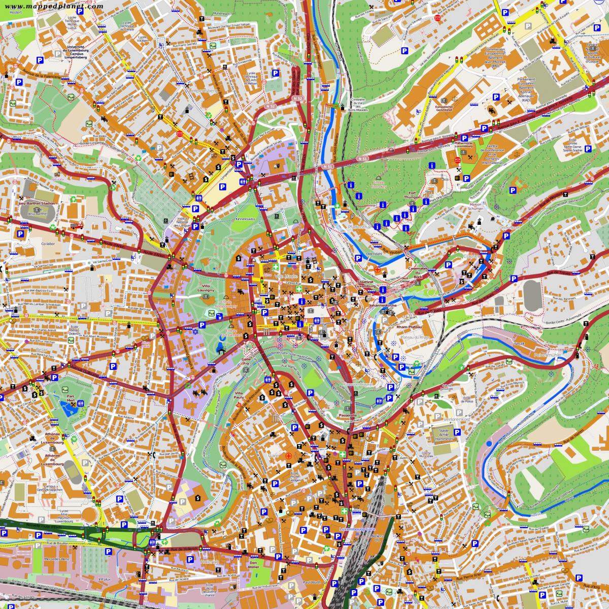 mapa do centro da cidade do Luxemburgo
