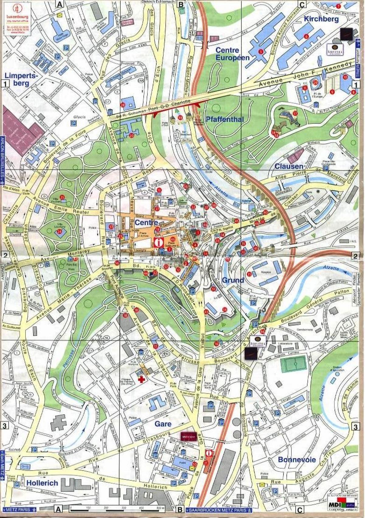 mapa de Luxemburgo cidade velha