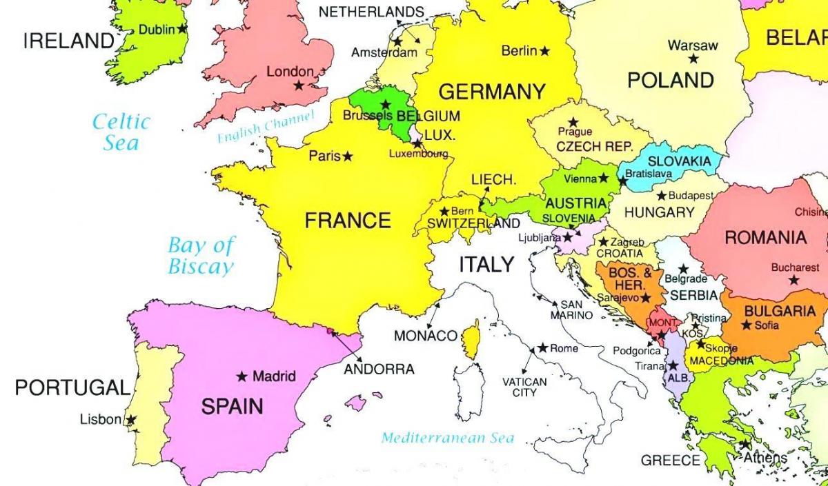mapa da europa mostrando Luxemburgo