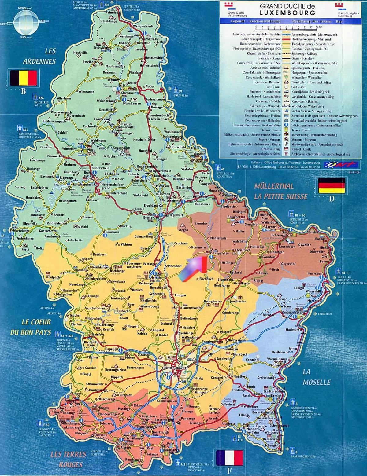 mapa de Luxemburgo mapa turístico atrações