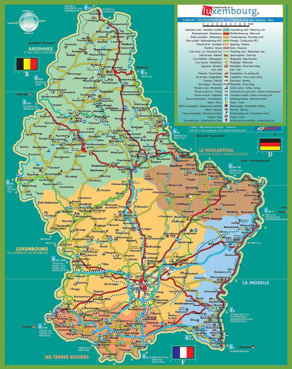 Mapa turístico da cidade do luxemburgo