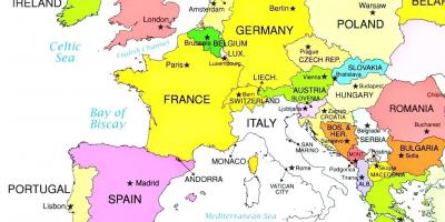 Mapa da europa mostrando Luxemburgo
