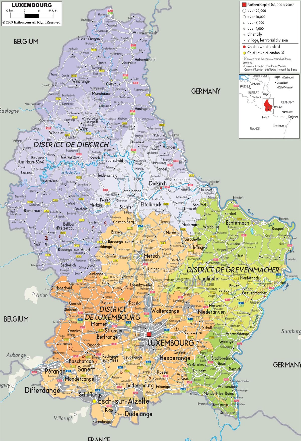 Luxemburgo mapa do país